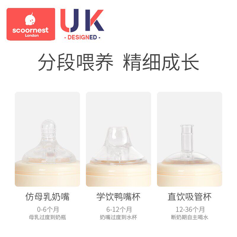 科巢儿童吸管杯喝奶 1-3岁ppsu奶瓶 scoornest科巢奶瓶