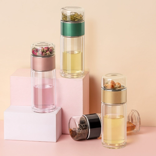 Стеклянная чайная чашка, портативный чай, милый мундштук подходит для мужчин и женщин, популярно в интернете