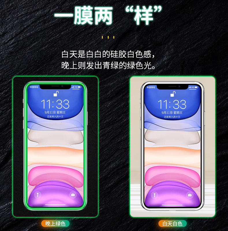 适用于苹果8Plus夜光钢化膜iPhone6S全覆盖贴合高清7plus防摔爆耐刮手机玻璃膜6splus抗指纹蓝光8发光保贴膜