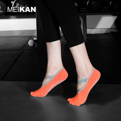2双装 MEIKAN瑜伽袜健身室内地板棉袜专业防滑蹦床袜成人舞蹈袜子 - 图0