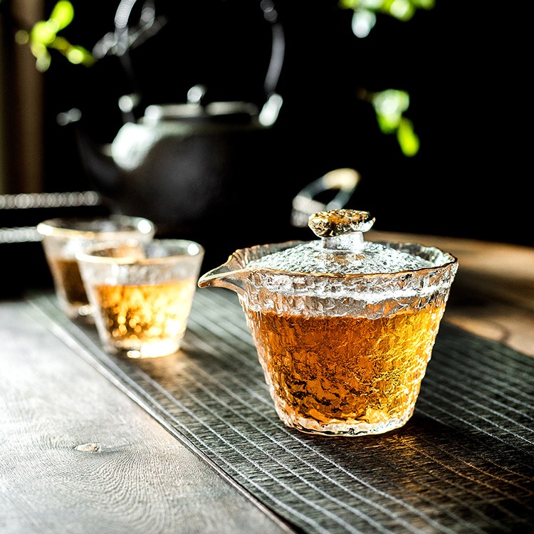 冰露描金玻璃茶具用品家用功夫茶杯套装日式轻奢高档高端金边盖碗 - 图2