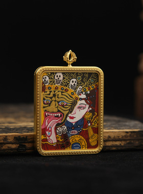 纯手绘西藏唐卡吊坠佛牌项链