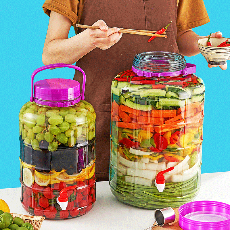 泡菜坛子腌制容器玻璃密封罐泡菜泡酒专用瓶食品级加厚家用咸菜缸 - 图2