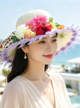 复古圆顶珍珠花边礼帽女出片