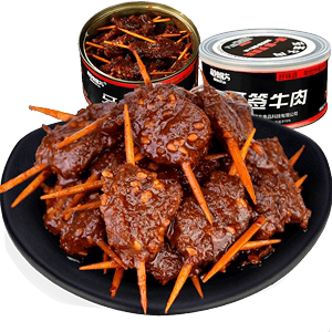 麻辣魔方罐裝牙簽牛肉150g*2罐湖南特產休閑孕婦零食小吃牙簽肉