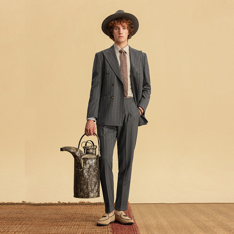 JDV男装春秋新品商场同款深灰条纹西装双排扣西服外套SMM4004,淘宝优惠券,粉丝福利购,淘宝优惠卷