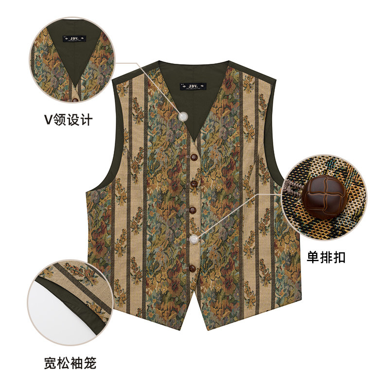 JDV商场同款秋冬新款提花V领休闲马甲男士坎肩短款WCV4109,淘宝优惠券,粉丝福利购,淘宝优惠卷