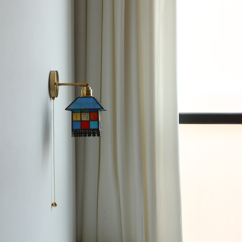 儿童房拉线壁灯彩色蒂凡尼小房子卧室床头阳台墙壁装饰自带开关灯,淘宝优惠券,粉丝福利购,淘宝优惠卷