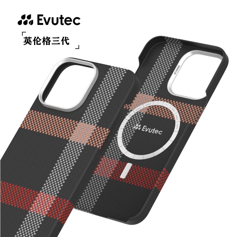 Evutec三代英伦格凯夫拉适用苹果iPhone15 Pro/Pro Max超薄外置磁吸半包手机壳新款MagSafe碳纤维纹保护套 - 图1