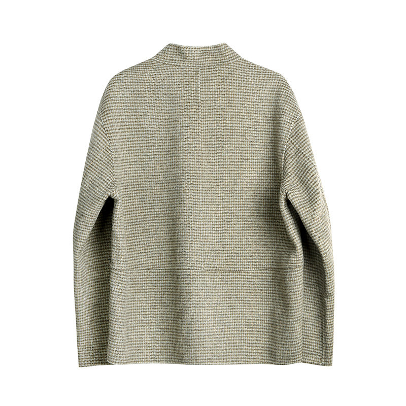 布景毛呢大衣女2025年冬季新品简约棒球领格纹含羊毛短款外套1036,淘宝优惠券,粉丝福利购,淘宝优惠卷