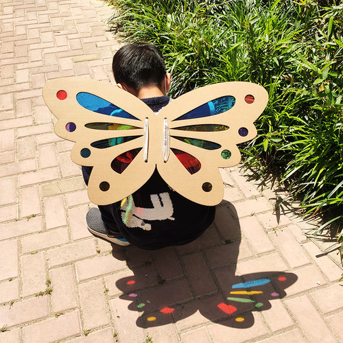 瓦楞纸板蝴蝶翅膀形状幼儿园学校环创表演手工DIY美术光影玻璃纸 - 图2