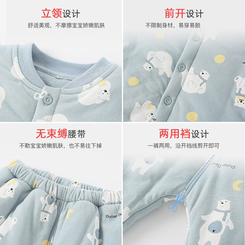 棉服套装宝宝保暖衣三层加厚棉衣 吉吉莉莉母婴内衣套装