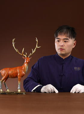 纯铜麋鹿酒柜新中式风开业装饰品