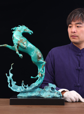 纯铜马电视柜中式风送礼手工摆件