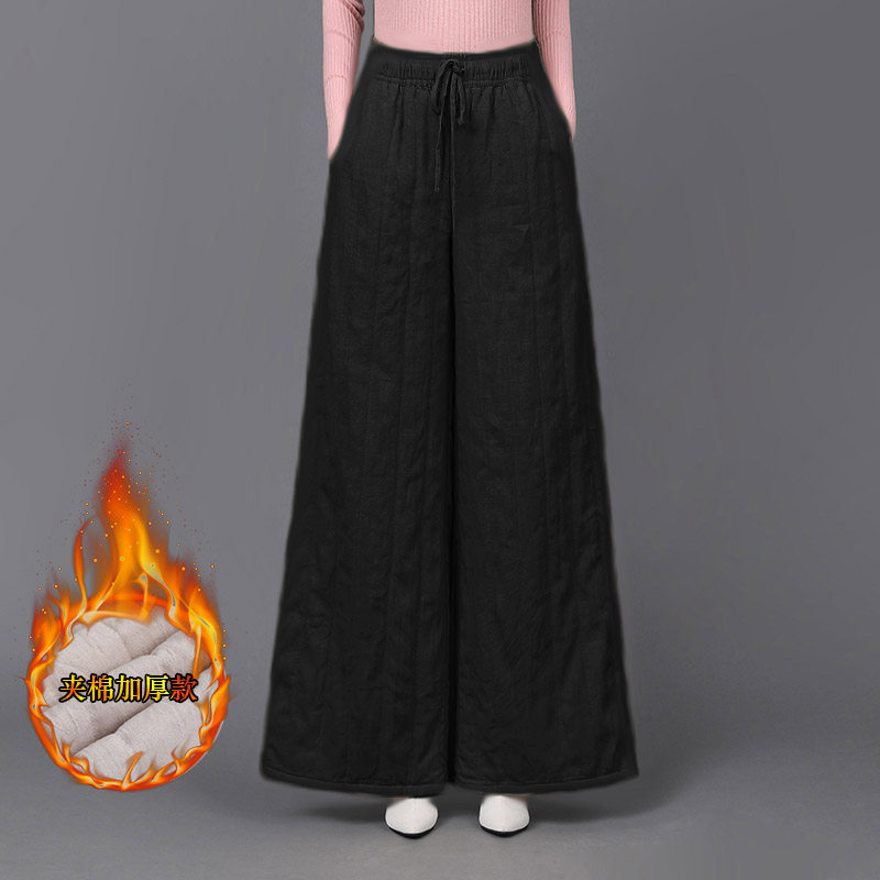 高端棉麻松紧腰系带棉裤美拉德冬款新款高档加厚保暖休闲直筒裤子,淘宝优惠券,粉丝福利购,淘宝优惠卷