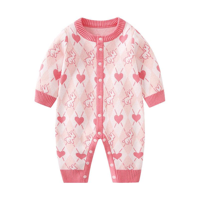 婴儿衣服连体衣春装新生女宝宝满月针织哈衣套装春季毛衣外套爬服,淘宝优惠券,粉丝福利购,淘宝优惠卷