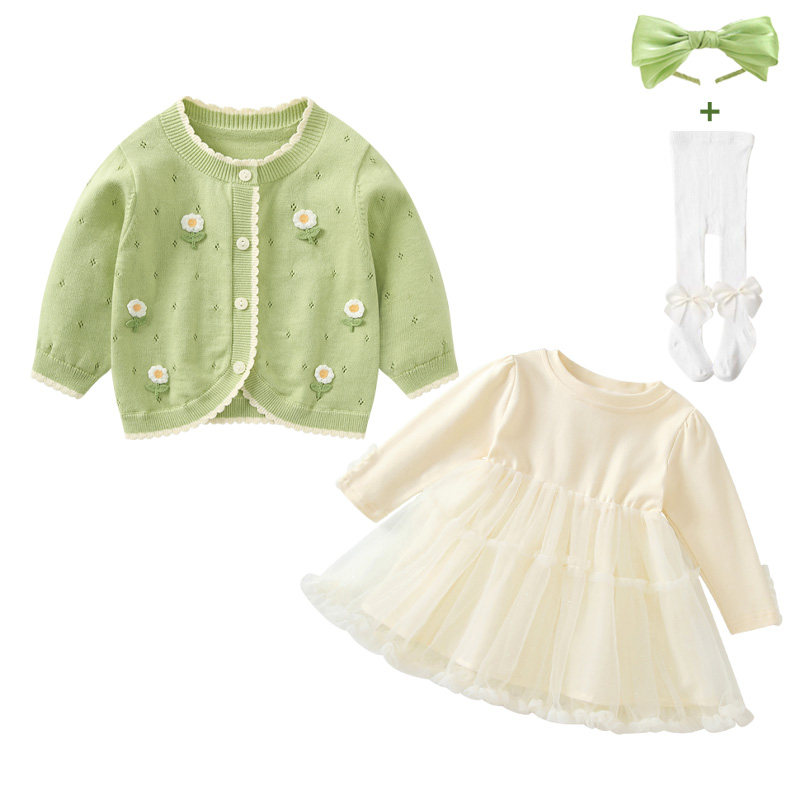 女童外套春装新款女宝宝毛衣针织衫开衫洋气裙子套装婴儿春季衣服,淘宝优惠券,粉丝福利购,淘宝优惠卷