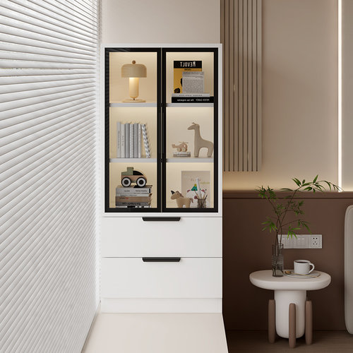 飘窗实木书柜阳台转角收纳防晒杂物柜卧室储物立柜卧室置物小书架 - 图1