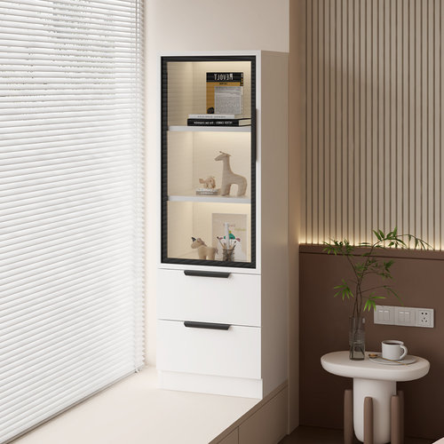 飘窗实木书柜阳台转角收纳防晒杂物柜卧室储物立柜卧室置物小书架 - 图0