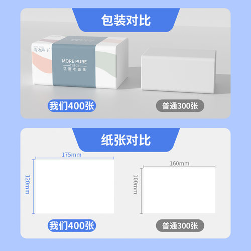 400张整箱抽纸60包纸巾家庭实惠装卫生纸家用餐巾纸面巾纸手纸巾 - 图2