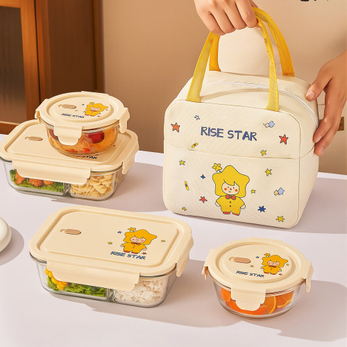 欣美雅玻璃饭盒可微波炉加热专用便当盒上班族带饭餐盒密封保鲜盒 - 图3