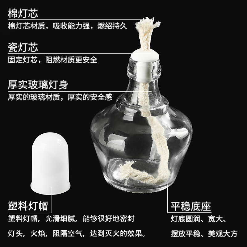 玻璃酒精灯25ml 60ml 150ml 250ml 加厚防爆耐燃耐高温圆润浑厚包含灯芯棉灯芯材质及帽材质厚实化学实验器材 - 图0