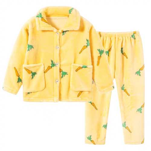 Демисезонная детская фланелевая пижама для мальчиков, детский коралловый комплект, увеличенная толщина