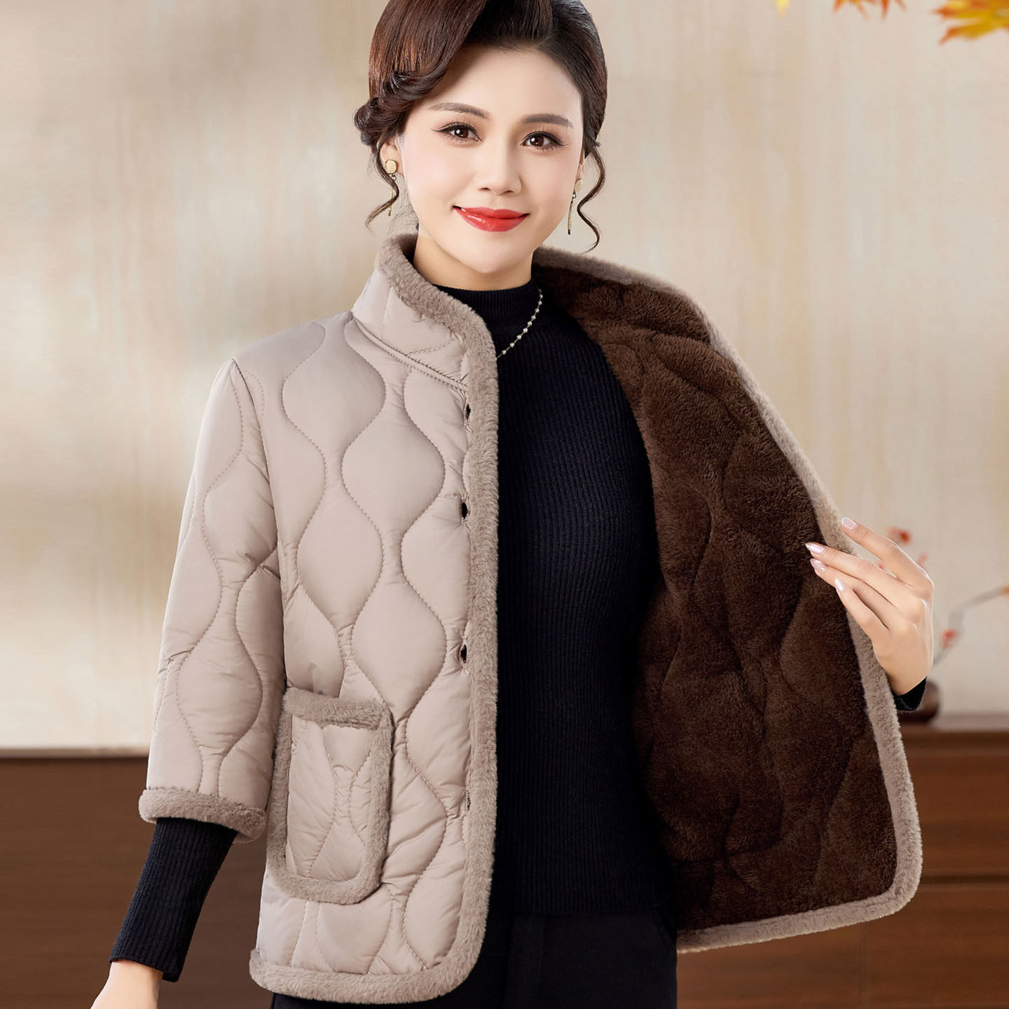 中老年妈妈装短袖马甲棉衣女冬季七分袖外套加绒加厚半袖马夹棉袄,淘宝优惠券,粉丝福利购,淘宝优惠卷