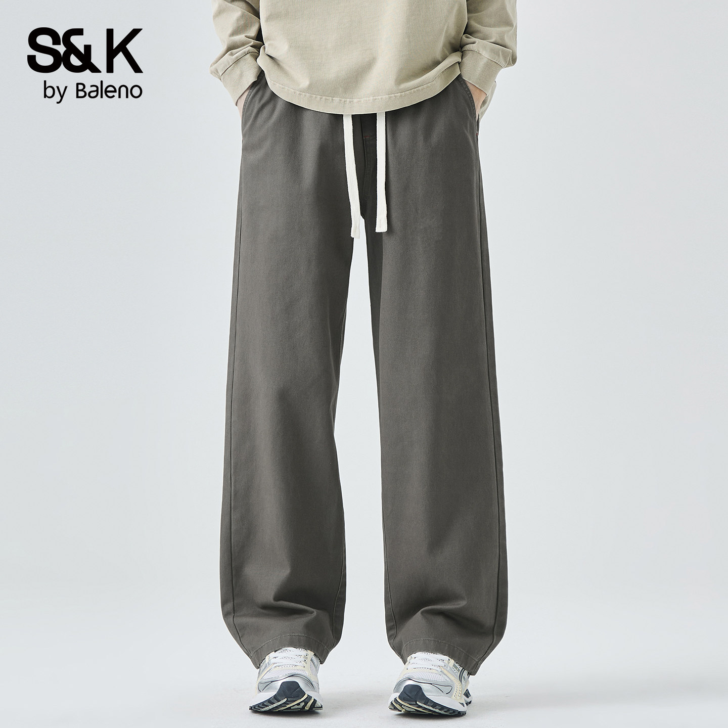 班尼路SK简约纯棉运动风直筒休闲裤男秋季宽松抽绳百搭潮牌长裤YS,淘宝优惠券,粉丝福利购,淘宝优惠卷