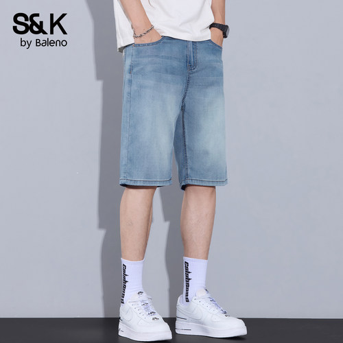 班尼路SK2026新款夏季天丝薄款牛仔短裤男宽松中裤冰丝五分裤男YS - 图1
