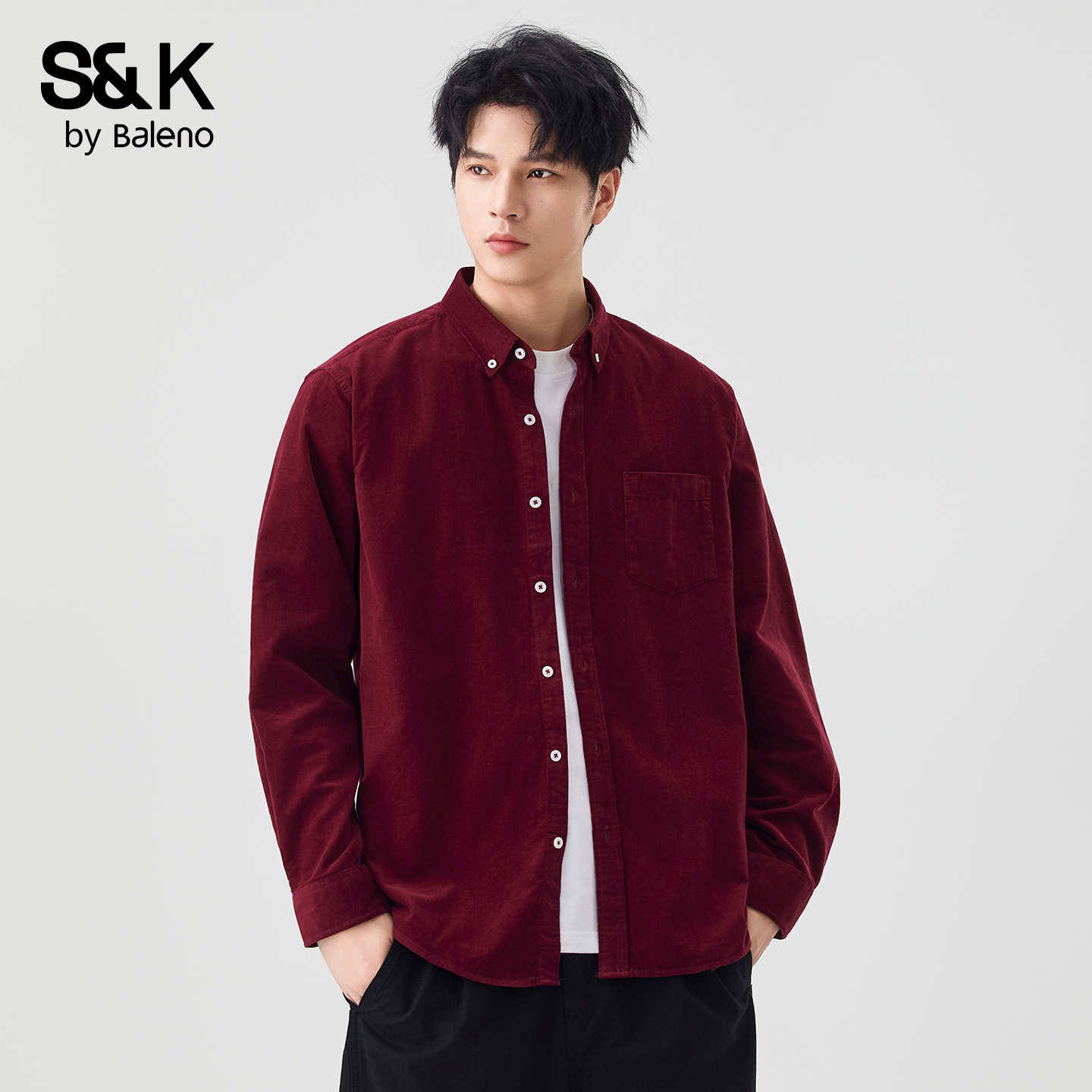 班尼路SK衬衫男士2025秋季新款港风痞帅潮流宽松纯棉长袖外套男MS - 图0