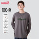 Baleno pure cotton long-sleeved T-shirt for men and teenagers autumn and winter new fashion light beige bottoming shirt loose inner wear for men A