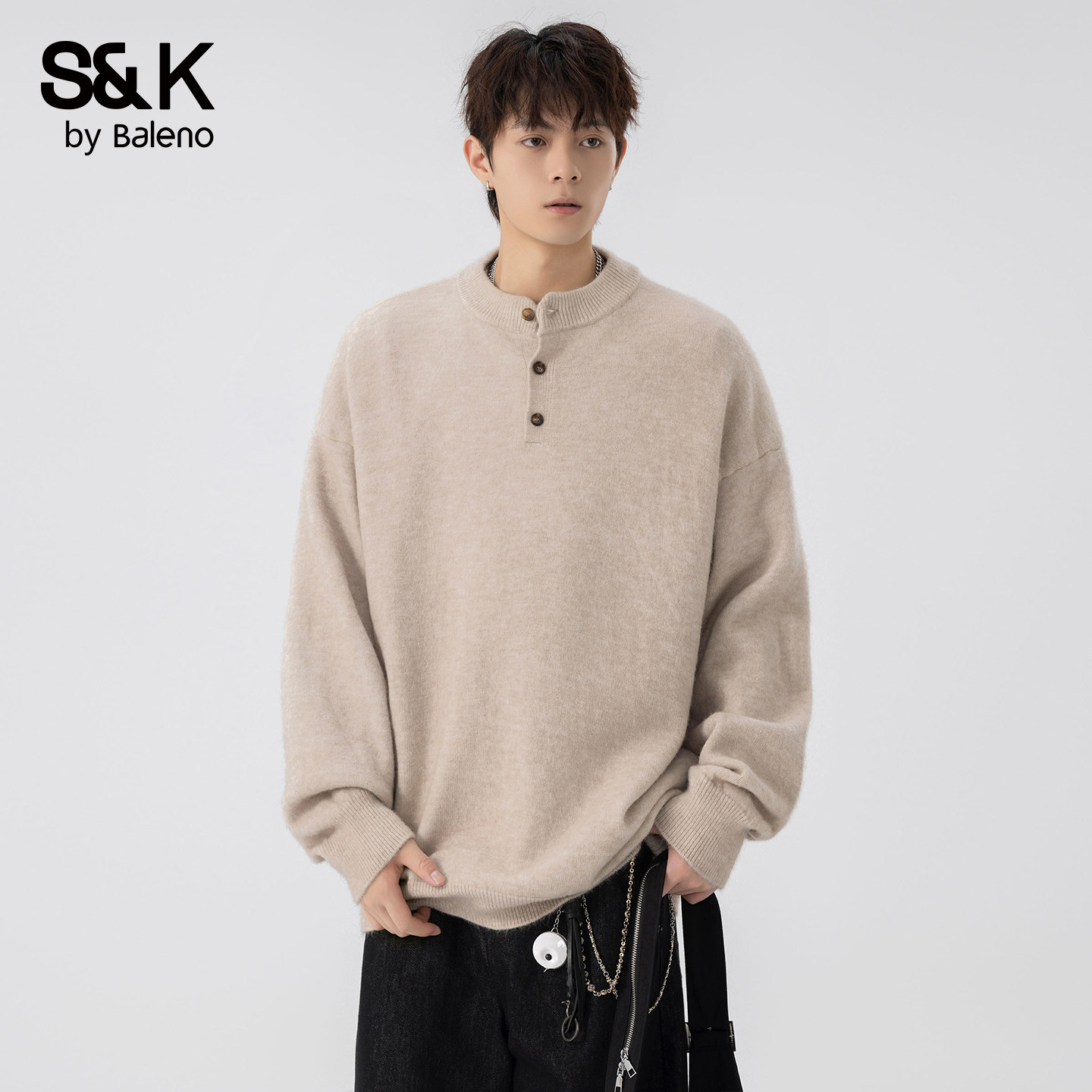 班尼路SK针织衫圆领毛衣男士秋季2025新款宽松百搭休闲卫衣YS,淘宝优惠券,粉丝福利购,淘宝优惠卷