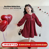 Girl Red Dress Code Dresses Autumn Winter Children Baiu Princess Dress Plus Suede Dresses Winter Dress Little Girl New Year Clothes