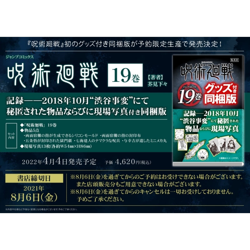 【现货】咒术回战19 特装版附送涩谷事变现场写真5件套 日文原版图书籍 呪術廻戦 漫画书日版原画 芥见下下 官方周边日本热血少年 - 图0