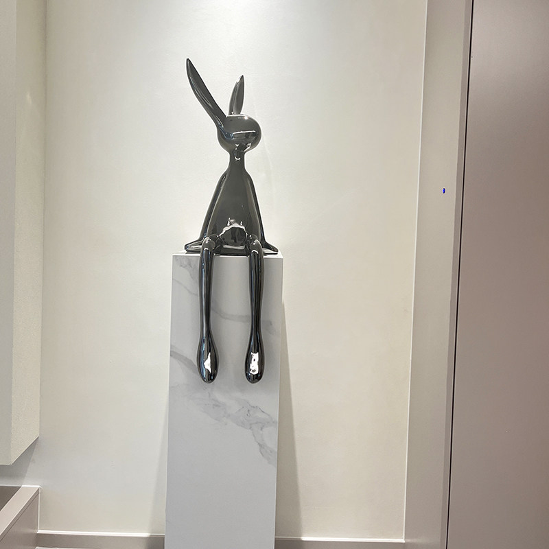 极简坐姿兔子落地摆件客厅沙发电视柜旁玄关壁龛小众高级感装饰品,淘宝优惠券,粉丝福利购,淘宝优惠卷