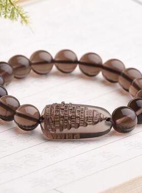 直播供货天然冰种黑曜石文昌塔手链吊坠项链 情侣款逢考必胜