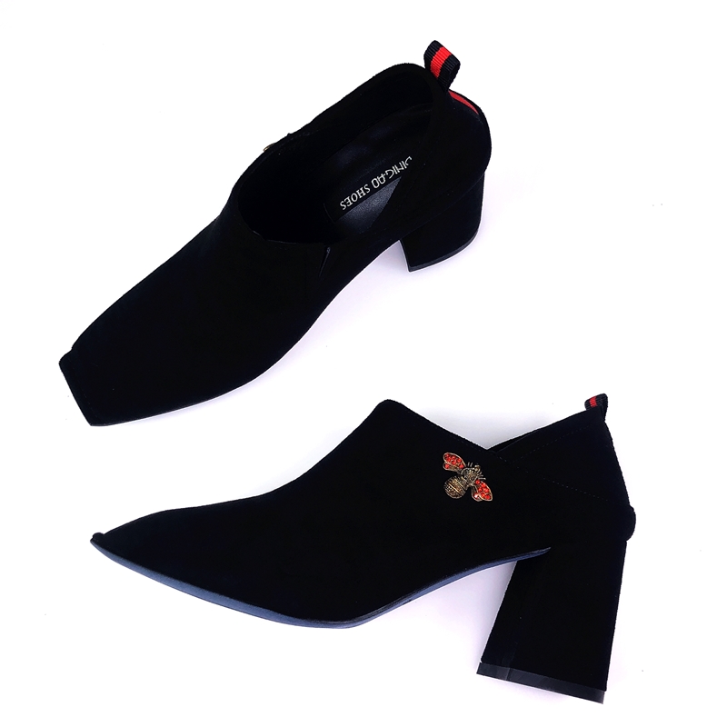 商场撤柜2023年新款方头深口单鞋女秋冬两穿高跟鞋方头粗跟女鞋靴,淘宝优惠券,粉丝福利购,淘宝优惠卷