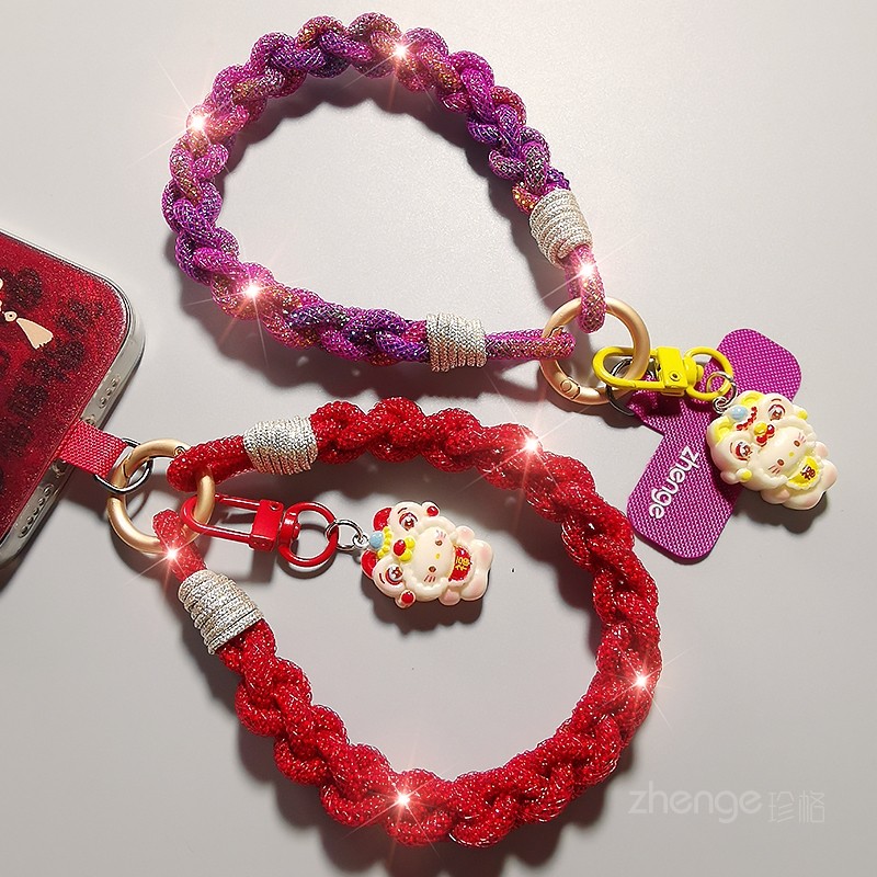 双域新年红闪钻手机挂绳ins女士超好看轻奢小众精致高级感吊坠饰品户外旅游行防丢电话套壳手机链子通用新款,淘宝优惠券,粉丝福利购,淘宝优惠卷