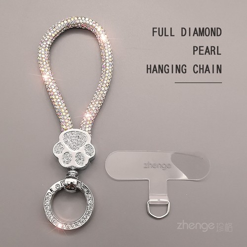 双域满钻指环手机挂绳ins女士精致高级感拇指绳挂件小吊绳户外旅游逛街防丢防盗手提链带子好看手机壳挂链新 - 图3