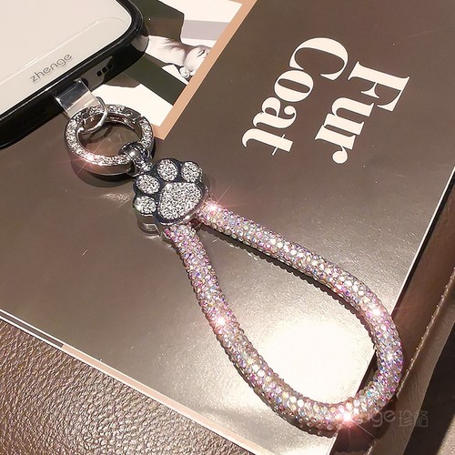 双域满钻指环手机挂绳ins女士精致高级感拇指绳挂件小吊绳户外旅游逛街防丢防盗手提链带子好看手机壳挂链新 - 图1