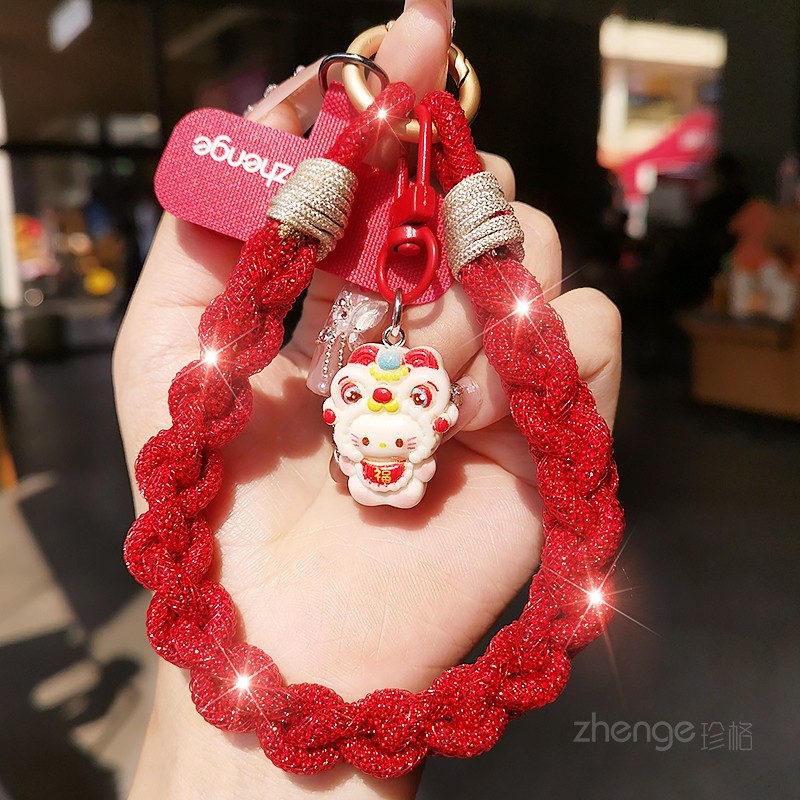 双域新年红闪钻手机挂绳ins女士超好看轻奢小众精致高级感吊坠饰品户外旅游行防丢电话套壳手机链子通用新款,淘宝优惠券,粉丝福利购,淘宝优惠卷