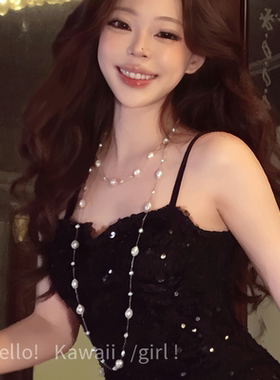 法式纯欲满天星多层项链女复古轻奢长款毛衣链小众颈链