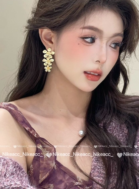 夸张金色花朵耳环小众设计感2025新款耳饰女轻奢高级感耳钉827