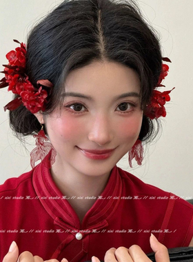 【好运锦鲤】中国风红色耳饰新中式耳环2026新年款耳钉小众高级感