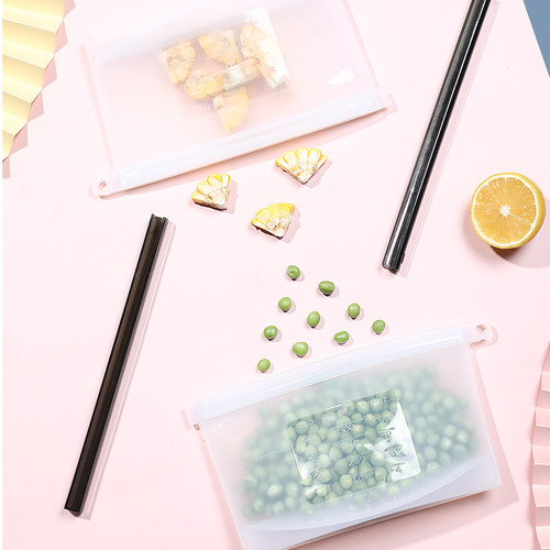 日式硅胶保鲜袋特厚腌制食品冷藏袋可反复使用耐高温冰箱密封袋子 - 图0