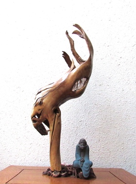 千年胡杨风化老木原木随形根艺摆件自然禅意艺术创意家居收藏饰品