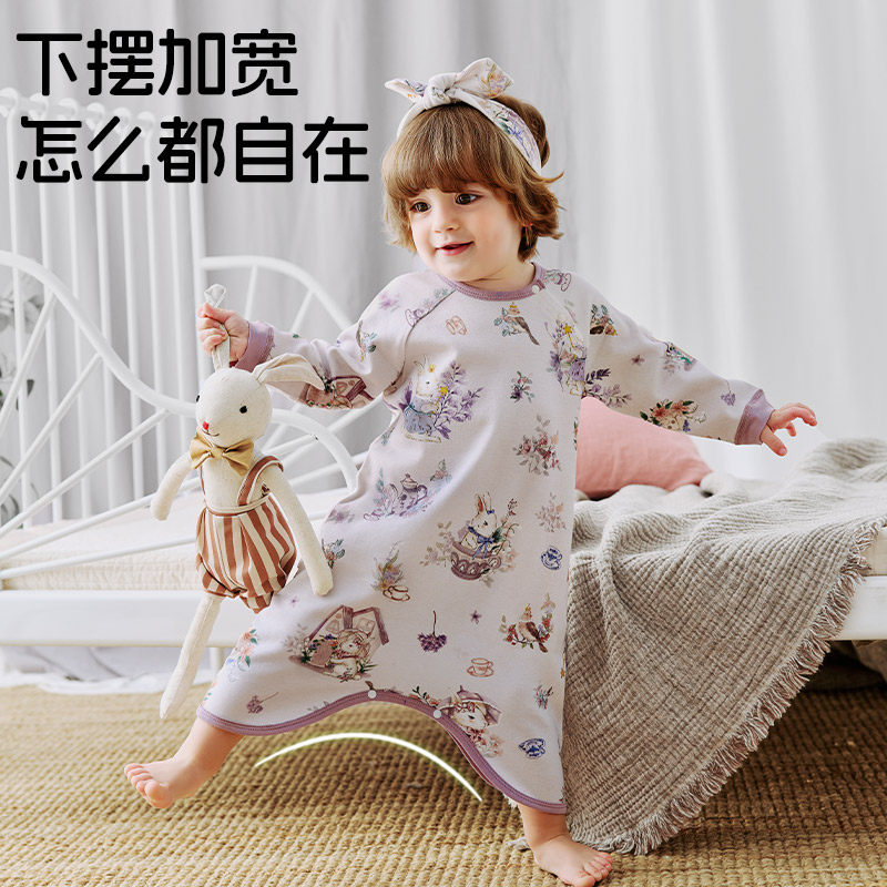 宝宝睡袋春秋款纯棉薄款防踢被着凉神器男女睡裙婴儿童连体衣睡袍