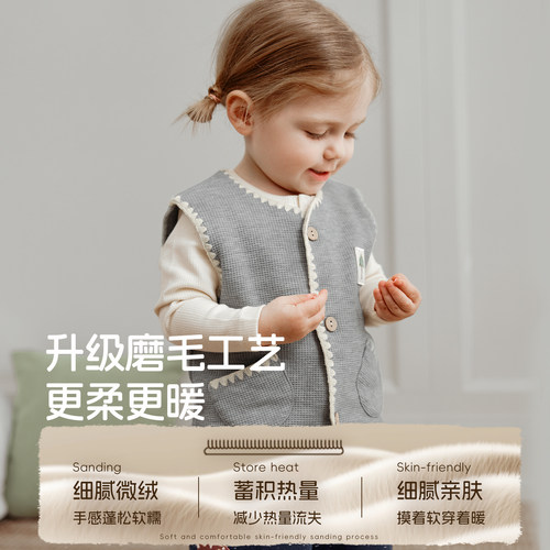 宝宝马甲儿童华夫格马甲婴幼儿春季透气男童女童莫代尔洋气背心 - 图0