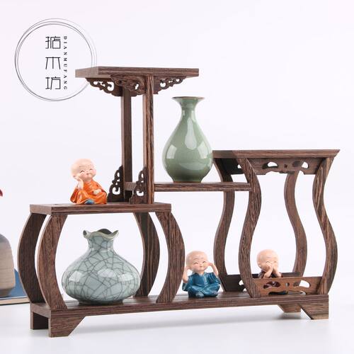 博古架小鸡翅木多宝格展示架紫砂壶茶壶红木摆件架子小博古架实木 - 图0